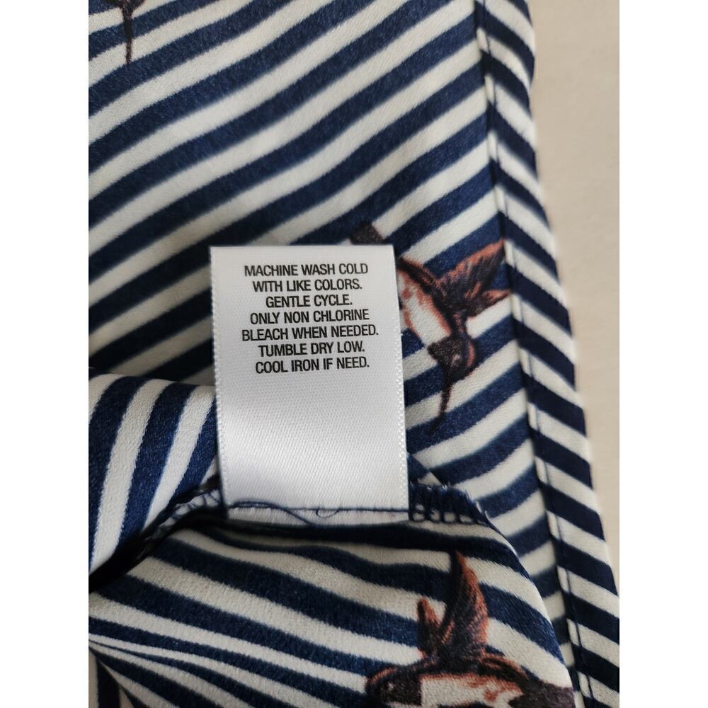 Roz& and Ali all over navy Striped hummingbird novelty print blouse sz 2X career - Picture 9 of 12